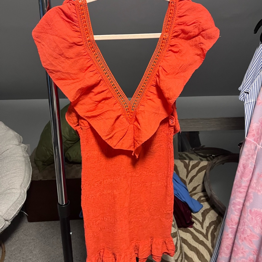 Vibrant Orange Ruffled Dress